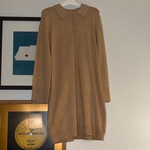 a new day Camel Button-Front Knit Dress with Collar